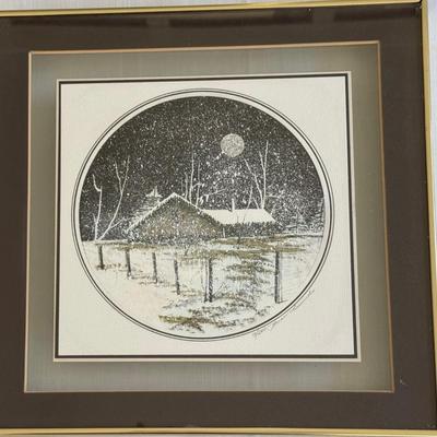 Juan Quevedo 13/200 signed Art work w/glass background.