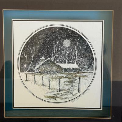Juan Quevedo 13/200 signed Art work w/glass background.