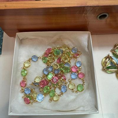 1058 Large lot of Costume Jewelry, Cedar Chest , Music Box