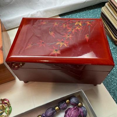 1058 Large lot of Costume Jewelry, Cedar Chest , Music Box