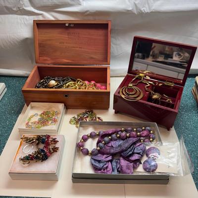 1058 Large lot of Costume Jewelry, Cedar Chest , Music Box