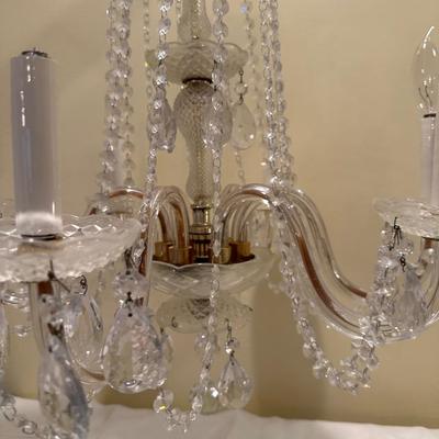 Vintage 6-Light Glass Chandelier with Hanging Prisms