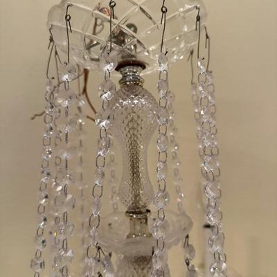 Vintage 6-Light Glass Chandelier with Hanging Prisms