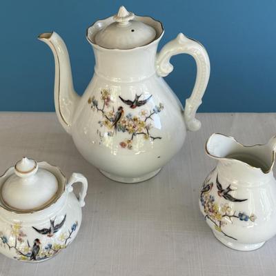 Vintage hand painted porcelain tea set, Japan 1714 markings