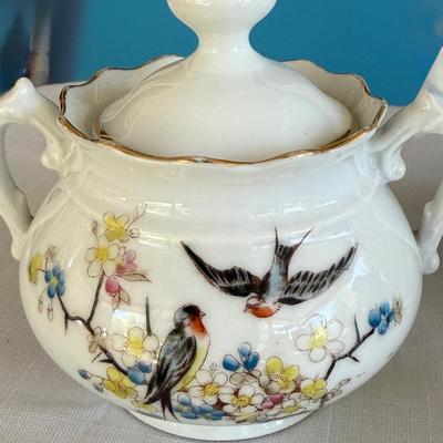Vintage hand painted porcelain tea set, Japan 1714 markings