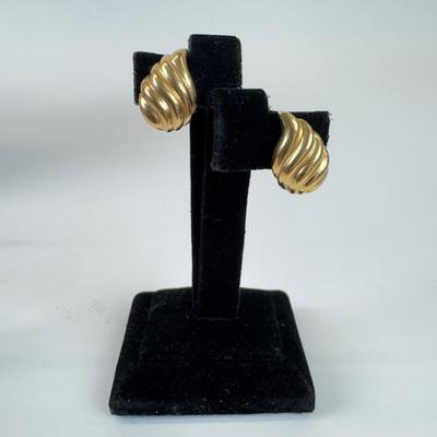 1065 14k Yellow Gold Swirl Design Clip Earrings
