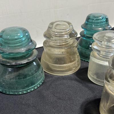 Vintage Glass Insulators, Hemingray, Whiteall-Tantum