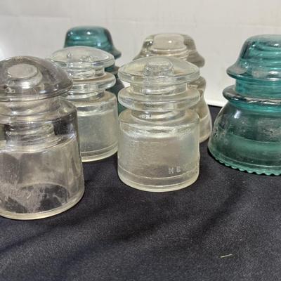 Vintage Glass Insulators, Hemingray, Whiteall-Tantum