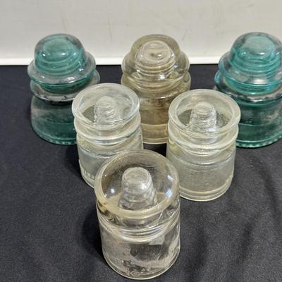 Vintage Glass Insulators, Hemingray, Whiteall-Tantum