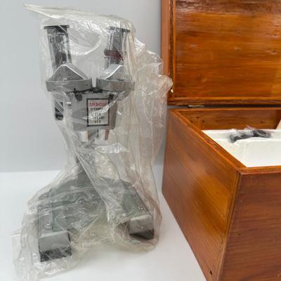 Vintage Tasco Stereo Microscope with Wooden Case & Accessories