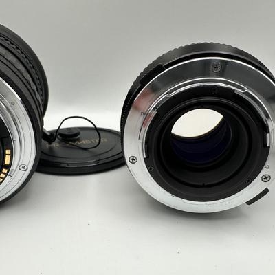Lot of Vintage Camera Lenses – Vivitar 135mm f/2.8, Olympus OM-System 135mm, Promaster AF 12-24mm, Vivitar Extension Tube