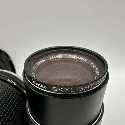 Lot of Vintage Camera Lenses – Vivitar 135mm f/2.8, Olympus OM-System 135mm, Promaster AF 12-24mm, Vivitar Extension Tube