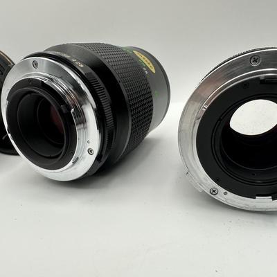 Lot of Vintage Camera Lenses – Vivitar 135mm f/2.8, Olympus OM-System 135mm, Promaster AF 12-24mm, Vivitar Extension Tube