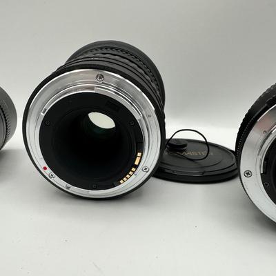 Lot of Vintage Camera Lenses – Vivitar 135mm f/2.8, Olympus OM-System 135mm, Promaster AF 12-24mm, Vivitar Extension Tube