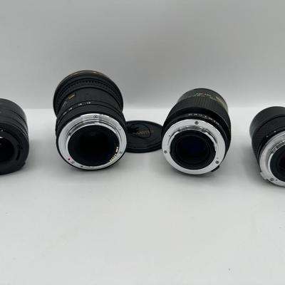 Lot of Vintage Camera Lenses – Vivitar 135mm f/2.8, Olympus OM-System 135mm, Promaster AF 12-24mm, Vivitar Extension Tube
