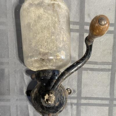 Vintage Wall mounted Coffee Grinder & apple picker basket (no handle)