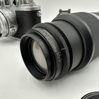 Leica IIIc Rangefinder Camera w/ Leitz Summitar 5cm f/2 Lens + Leitz Hektor 135mm f/4.5 & Extra Lenses (see description)