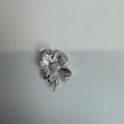 1068 Sterling Bangle Bracelet, Enameled Peacock Pin, dogwood flower charm