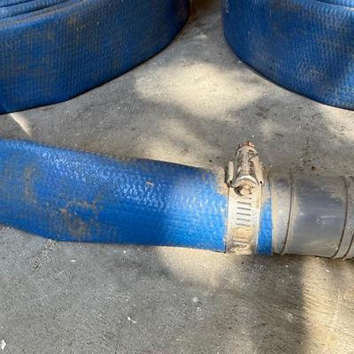 Blue lay flat discharge hoses w/PVC couplings PLUS