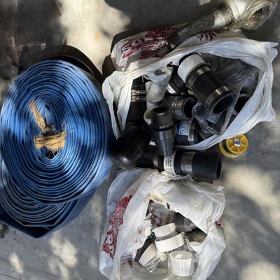 Blue lay flat discharge hoses w/PVC couplings PLUS