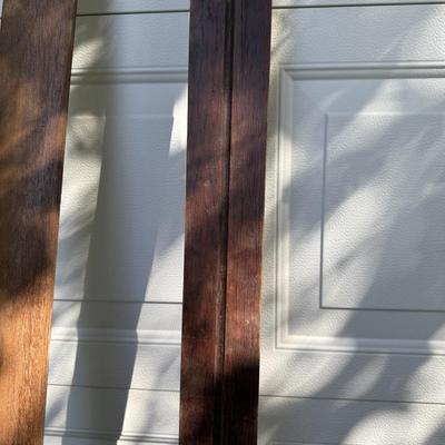 1920’s Vintage Hickory 885 wooden Skis by Strand w/leather straps