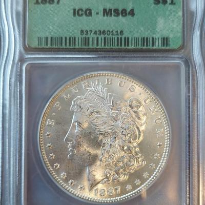 1887 ICG MS64 Morgan Silver Dollar