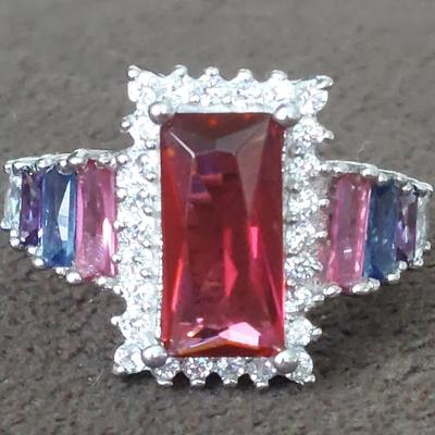Multi colored gemstone ring