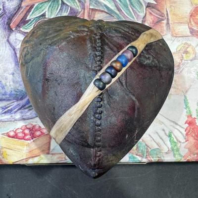Raku-fired ceramic heart-shaped InnerSpirit Rattle by J. Davis Studio,