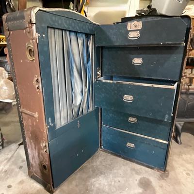Antique Indestructo Trunk Co Wardrobe Trunk