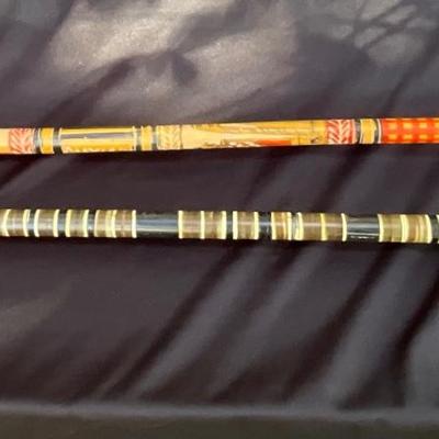 Vintage Stacked horn cane & carved wooden cane.