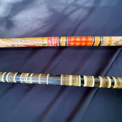 Vintage Stacked horn cane & carved wooden cane.