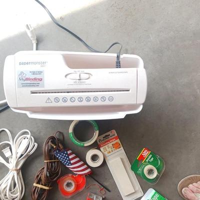SMALL PAPER SHREDDER, TAPE, EXTENSION CORDS AND MORE