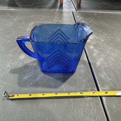 Hazel Atlas Cobalt Blue Chevron Pattern Depression Glass Creamer