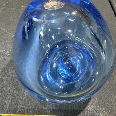 Viking Glass "Bluenique" Swung Pitcher or Vase - (MCM) art glass.