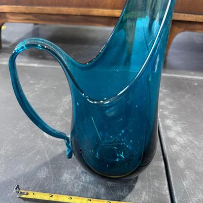 Viking Glass "Bluenique" Swung Pitcher or Vase - (MCM) art glass.