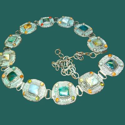 Multi-Stone Silver Tone Boheamian Belt, Made in India