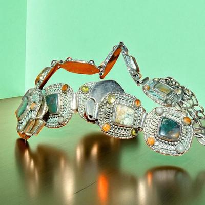 Multi-Stone Silver Tone Boheamian Belt, Made in India