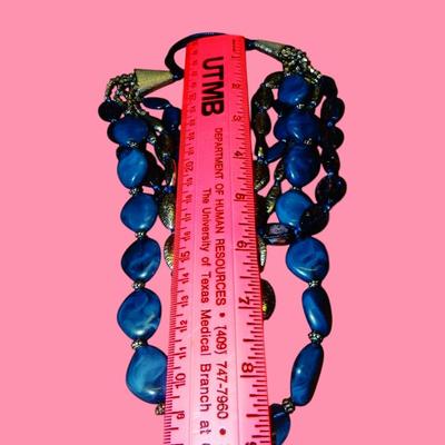 Multi Strand Blue Beaded Necklace