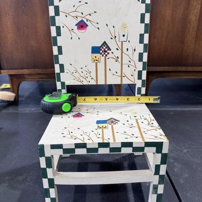 Decorative miniature folk art chair - birdhouses and branches