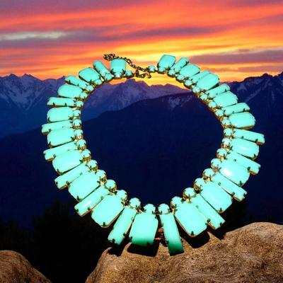 Teal Green Plastic Necklace, Light Weight