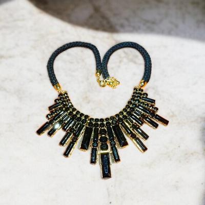 Black & Gold Tone Egyptian Style Necklace, Rope Chain