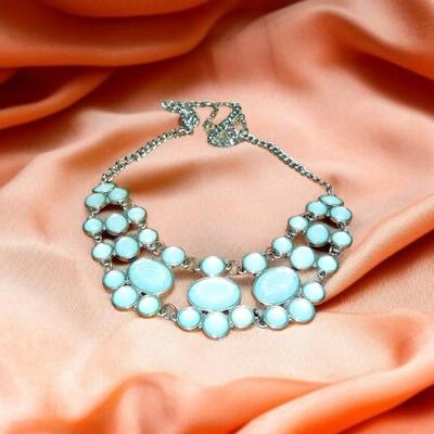 Vintage Teal Adjustable Bib Necklace