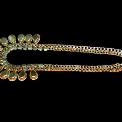 1990's Mint Green, Teal Blue Teardrop Statement Necklace