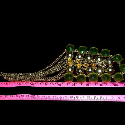 Chuncky Lime Green 3 strand Collage Necklace