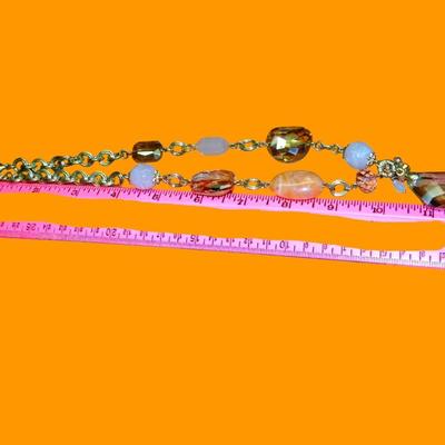Beautiful Crystal & Gemstone Necklace, Aurora Borreallis Stone, Amber Fall Colors