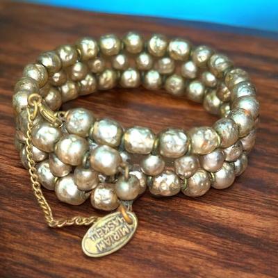 Vintage Miriam Haskell Pearl Wrap Bracelet w/Chain