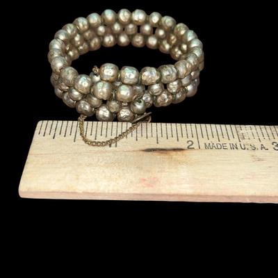 Vintage Miriam Haskell Pearl Wrap Bracelet w/Chain