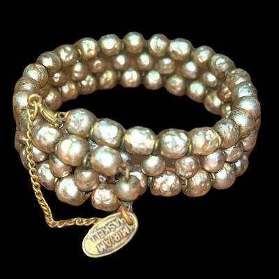 Vintage Miriam Haskell Pearl Wrap Bracelet w/Chain