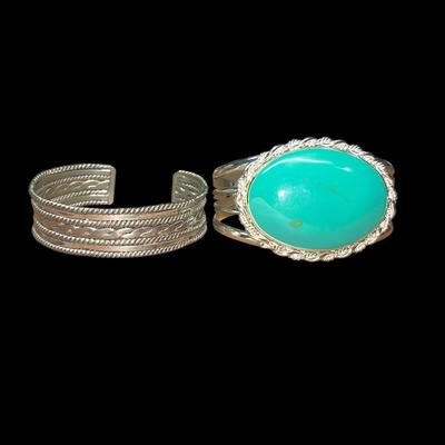 Silver Tone & Turquoise Cuff Bracelets, BEST, Southwest Style
