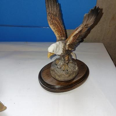 MUSICAL DANCING DOLPHINS WATER FOUNTAIN AND AN EAGLE FIGURE